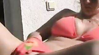 Busty Blonde Playing With An Inflatable Dildo
