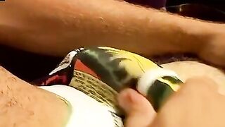 TwinkUndie.com - He jerks his big uncut hard dick until he cums in his tight undies