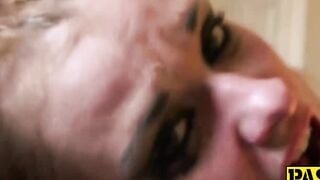 Lingerie babe Anita ends with jizz in mouth after anal fuck