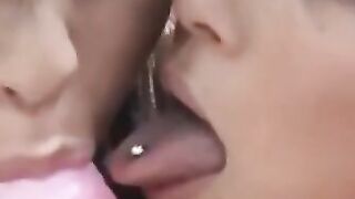 Brunette lesbians eat each others pussies after dildo play