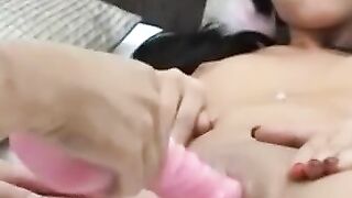 Brunette lesbians eat each others pussies after dildo play
