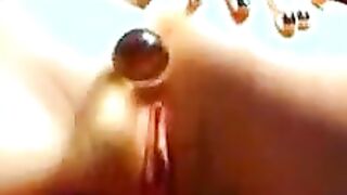 Playing With A Glass Dildo In The Anus