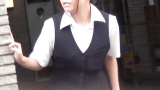 Unassuming Japanese women in uniform groped in public