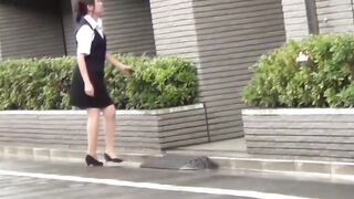 Unassuming Japanese women in uniform groped in public