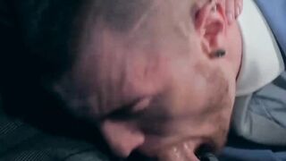 Bearded businessmen Franky Fox and Jp Dubois hard bareback