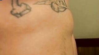 Straight tattooed amateur strokes big dick and cums