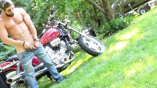 MaskXXX.com - Zack's bearded muscular biker persona gets wild outdoors