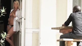 VividPassword.com - Platinum blonde bombshell impaled by giant black anaconda