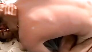 Gay interracial amateurs jack off each other before raw sex