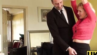 UKSubSluts.com - Blonde granny Molly Maracas' drilling while handcuffed and helpless
