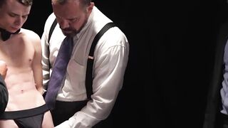 Austin Young's ass grinds on hairy daddy Lance Charger's cock