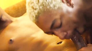 Blonde bottom Blaisen Shon is cock starved and hung black stud King Bae is ready to s