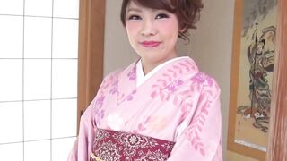 Lively lady strips her kimono so my cock can enter freely into her dark pussy
