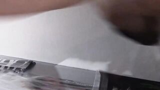 White stud jerks off a group of men and fucks them