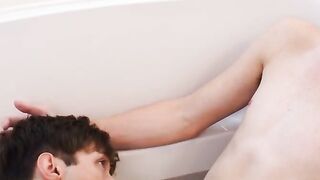 TwinkStrokes.com - Steamy bath rimming and sucking big cock with intense moaning
