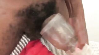 CodyVictorXXX.com - Cute black guy plays with his big black cock and fleshlight hard