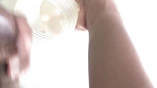 CodyVictorXXX.com - Cute black guy plays with his big black cock and fleshlight hard
