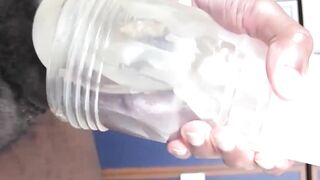 CodyVictorXXX.com - Cute black guy plays with his big black cock and fleshlight hard