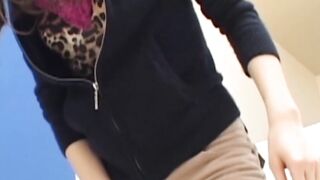 Adorable Japanese pissing her panties and fills the cup