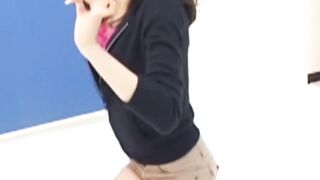 Adorable Japanese pissing her panties and fills the cup