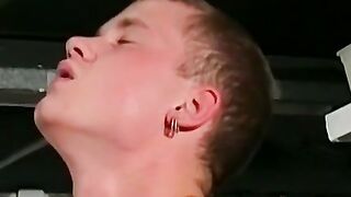 Young guys blow each other and make love in the kitchen