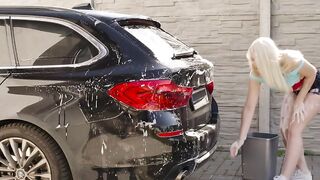 Titty fucking big tit car cleaning girlfriend
