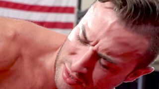 FalconsXXX.com - Two handsome gay jocks in a hardcore raw anal action at the gym