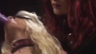 PussyCatsLatex.com - Redhead domina's mega dildo discipline for lesbian sub