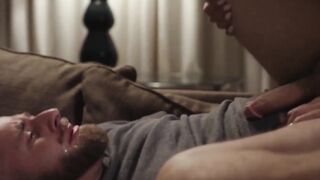 TSSexual.com - Tattooed TS babe feeding a hunk with her warm cum after sex