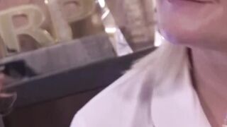 Redhead blindfolded babe toy stuffed by wild GILF Lacey Star