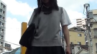 Barely legal Japanese plays with her pussy after school