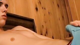 TwinkUndie.com - Cain's self-sucking practice and powerful cum blast