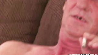 Average Joe with big belly masturbating solo on camera