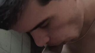 Attractive twink Sebastian skillfully used his tongue to play with my thick rod