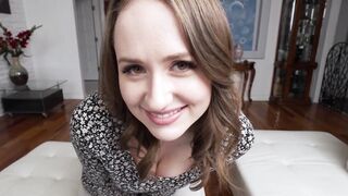 Brunette Lizzie Love will do anything for her lover and his fat cock