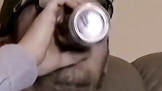 JoeSchmoeXXX.com - Cute amateur Jack with glasses jerks off on a leather sofa