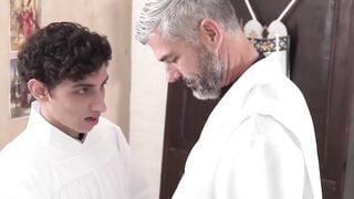 FatherXXX.com - Religious daddy enjoys twink's company, then delivers a raw, spiritua