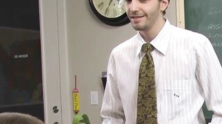 Kinky teacher Wade Warren fucks horny skinny teen missionary