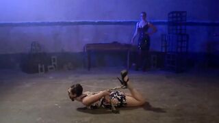 Lesbian slave hogtied and whipped