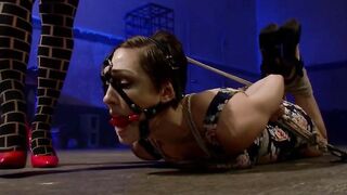 Lesbian slave hogtied and whipped