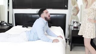 Nikki Sweet rides stepbro reverse cowgirl getting cum facial