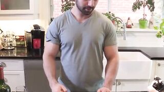 MaskXXX.com - Big cocked hunk's post-cooking wanking session is a real treat