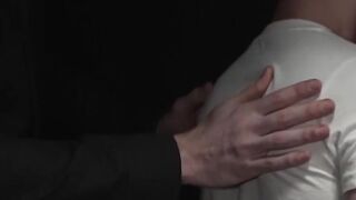 Aidan Fox's eager hole oiled and dildo fucked by suited Legrand Wolf