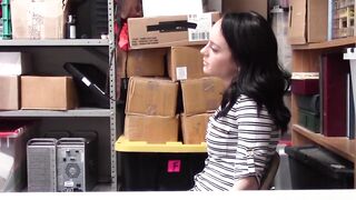 ShopliftersPunished.com - Cute teen with sexy tatts bent over the security office des