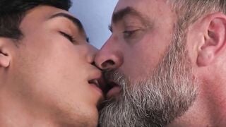 FamilyPornSite.com - Latino stepson's intense orgasm from daddy's barebacking