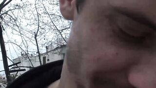 LecheLatinos.com - Pierced Latino sucks dick POV before an outdoor raw fuck