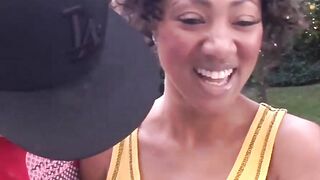 Cute ebony babe Evanni Solei drilled hardcore after sucking cock