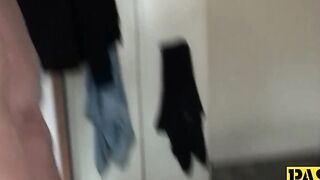 Voluptuous babe lets a maledom spit on her face and fuck her