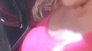 Busty blond lesbian spreads her legs for didlo and fingers