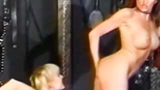 Sub dyke with small tits roughly dominated by kinky dyke